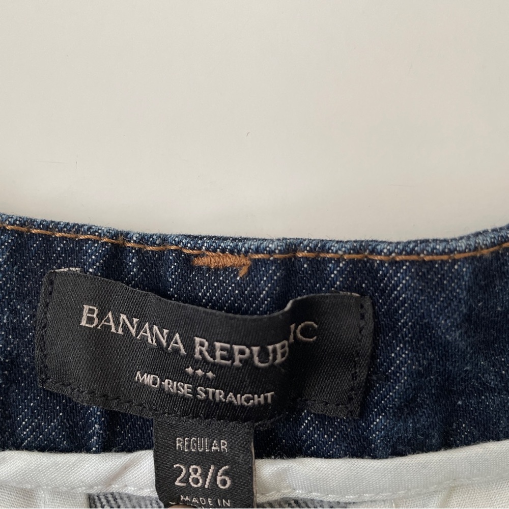 Banana Republic Luxe Mid Rise Straight Denim Jeans Dark Wash, Size 28/6 Regular - Picture 8 of 14